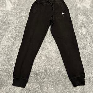 Three Nails Joggers Pants Womens Small Black Pull On Drawstring Pockets